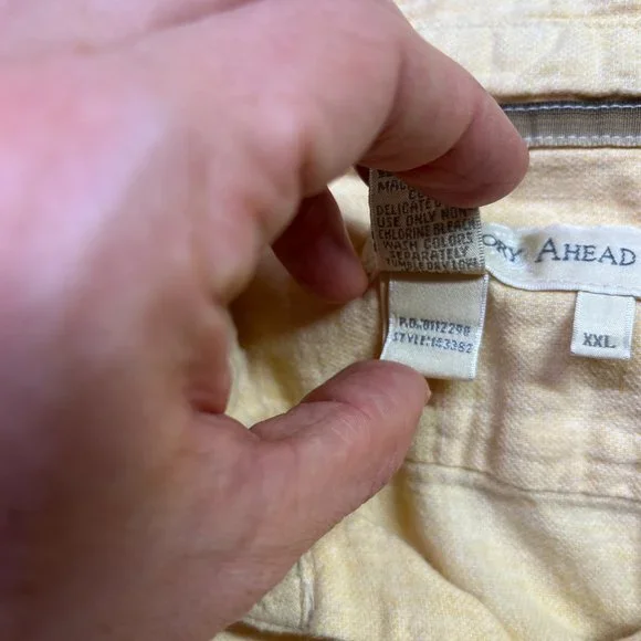 Territory Ahead Men's XXL Pale Yellow Long Sleeve Button-Up Shirt Linen Cotton - Picture 9 of 9